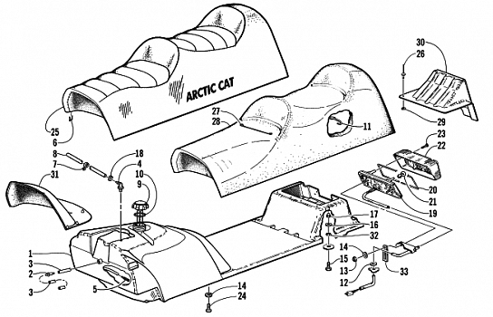 GAS TANK, SEAT, AND TAILLIGHT ASSEMBLY