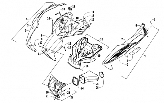 HOOD AND AIR INTAKE ASSEMBLY