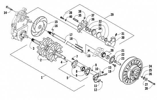 DRIVE TRAIN SHAFT AND BRAKE ASSEMBLIES