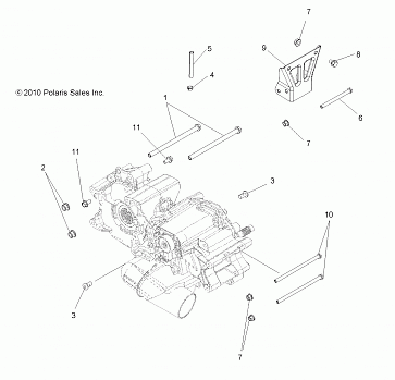 DRIVE TRAIN, MAIN GEARCASE MOUNTING - A11MB46FZ (49ATVGEARCASEMTG11HAWK)