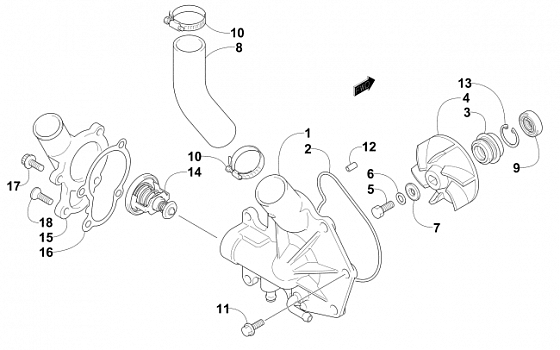 WATER PUMP AND THERMOSTAT