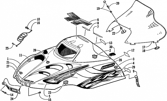 HOOD AND WINDSHIELD ASSEMBLY (LE)