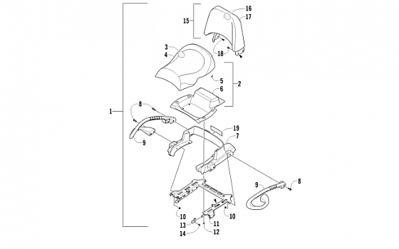 PASSENGER SEAT AND BACKREST ASSEMBLY