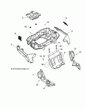 BODY, REAR RACK AND FENDERS - A16DAH57A1 (49ATVRACKMTGRR14325)