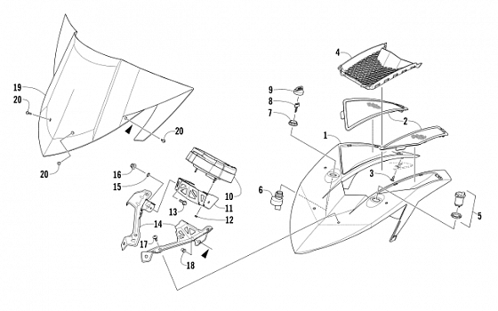 WINDSHIELD AND INSTRUMENTS ASSEMBLIES