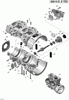 Crankcase and Water Pump - 600HO E-TEC