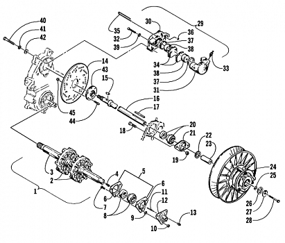 DRIVE TRAIN SHAFTS AND BRAKE ASSEMBLIES