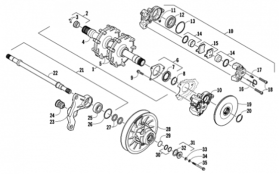 DRIVE TRAIN SHAFTS AND BRAKE ASSEMBLIES