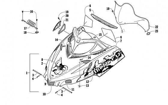 HOOD AND WINDSHIELD ASSEMBLY