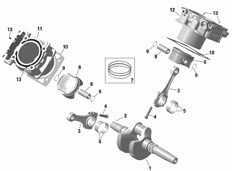 Engine - Crankshaft, Piston And Cylinder - 1010 TSS