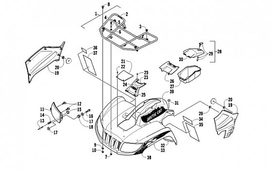 FRONT RACK, BODY PANEL, AND HEADLIGHT ASSEMBLIES