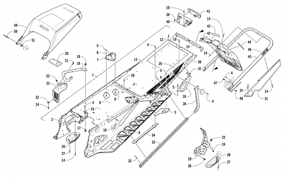 TUNNEL, REAR BUMPER, AND SNOWFLAP ASSEMBLY