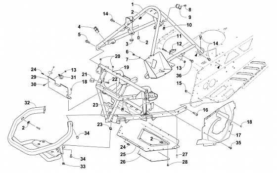 FRONT BUMPER, FRAME, AND STEERING SUPPORT ASSEMBLY