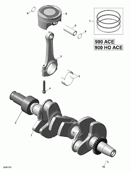 Crankshaft and Pistons - 900-900 HO ACE