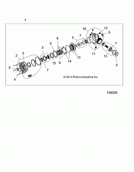 DRIVE TRAIN, FRONT GEARCASE INTERNALS (TO 1/4/16) - A16DAH57A1