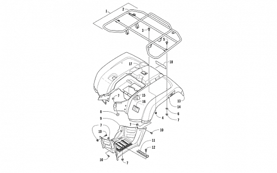 REAR RACK, BODY PANEL, AND FOOTWELL ASSEMBLIES