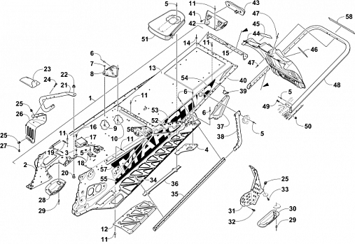 TUNNEL, REAR BUMPER, AND SNOWFLAP ASSEMBLY