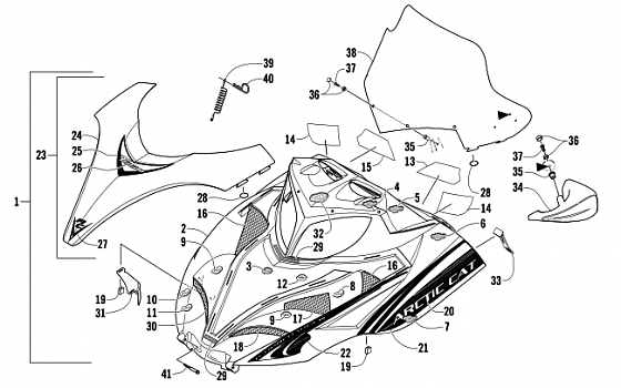 HOOD AND WINDSHIELD ASSEMBLY