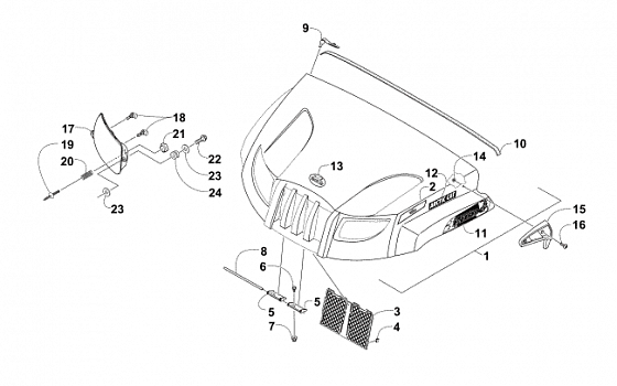 HOOD AND HEADLIGHT ASSEMBLY