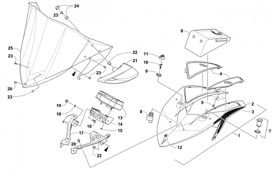 WINDSHIELD AND INSTRUMENTS ASSEMBLIES