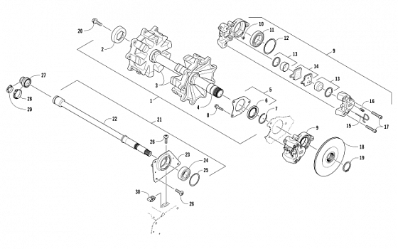 DRIVE TRAIN SHAFTS AND BRAKE ASSEMBLIES