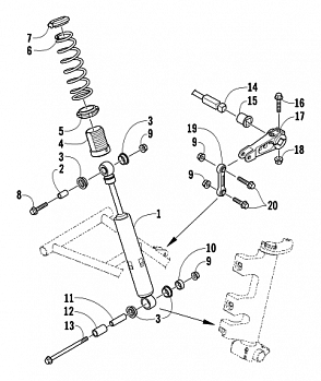 SHOCK ABSORBER AND SWAY BAR ASSEMBLY