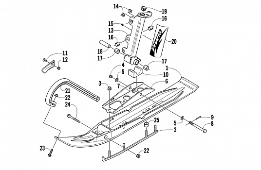 SKI AND SPINDLE ASSEMBLY