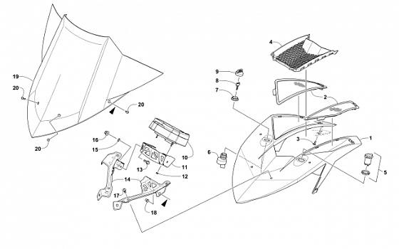 WINDSHIELD AND INSTRUMENTS ASSEMBLIES