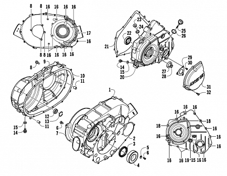 CLUTCH/V-BELT/MAGNETO COVER ASSEMBLY