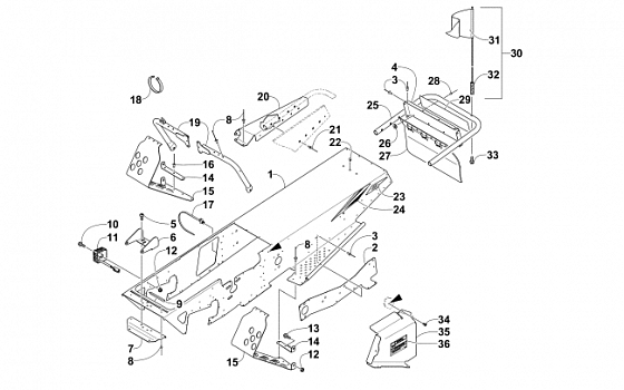 CHASSIS, FOOTREST, AND REAR BUMPER ASSEMBLY