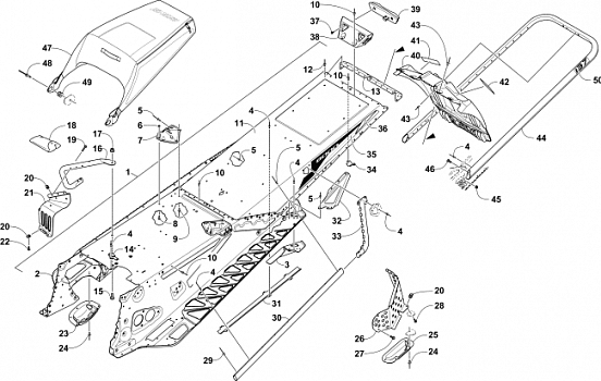 TUNNEL, REAR BUMPER, AND SNOWFLAP ASSEMBLY