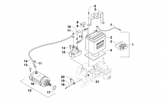 BATTERY AND STARTER MOTOR ASSEMBLY