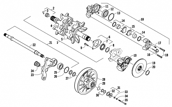 DRIVE TRAIN SHAFTS AND BRAKE ASSEMBLIES