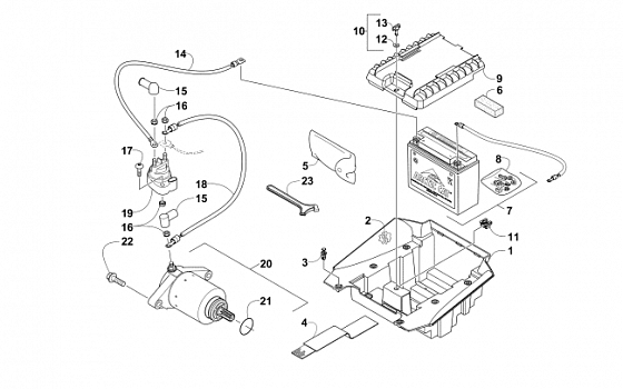 BATTERY AND STARTER ASSEMBLY