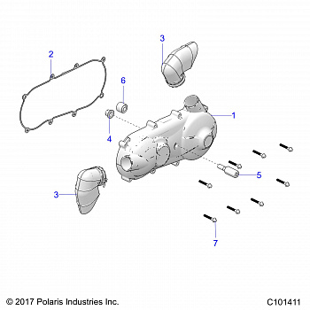 DRIVE TRAIN, CLUTCH COVER AND DUCTING - A18HZA15B4 (101411)