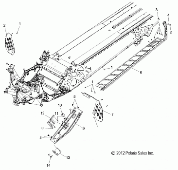 CHASSIS, CLUTCH GUARD and FOOTRESTS - S16CM8 ALL OPTIONS (49SNOWCLUTCHGUARD13600RMK155)