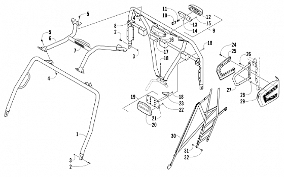 ROPS AND TAILLIGHT ASSEMBLY