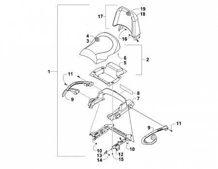 PASSENGER SEAT AND BACKREST ASSEMBLY