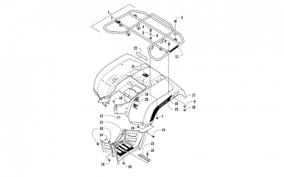 REAR RACK, BODY PANEL, AND FOOTWELL ASSEMBLIES