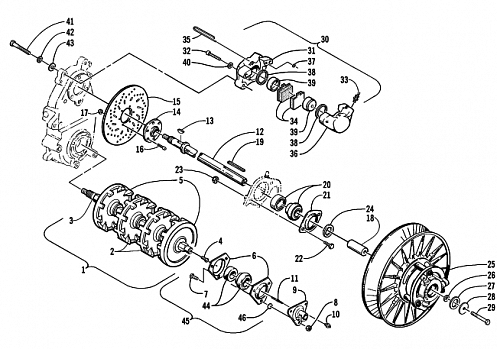 DRIVE TRAIN SHAFTS AND BRAKE ASSEMBLIES