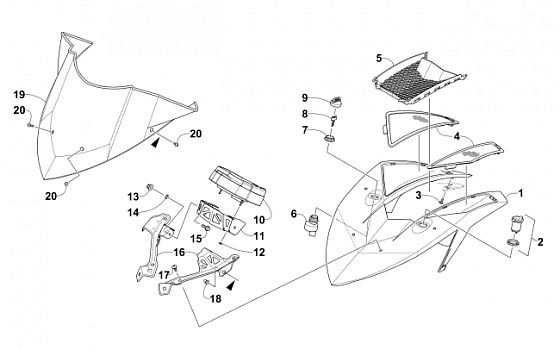 WINDSHIELD AND INSTRUMENTS ASSEMBLIES