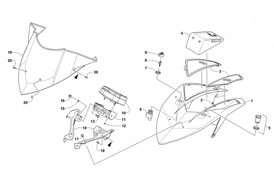 WINDSHIELD AND INSTRUMENTS ASSEMBLIES