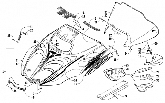 HOOD AND WINDSHIELD ASSEMBLY