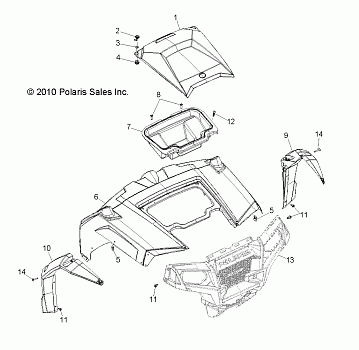 BODY, HOOD and FRONT BODY WORK - R12VE76FX/FI (49RGRHOOD11RZRS)