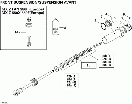 Take Apart Shock, Front MX Z 550X Europe