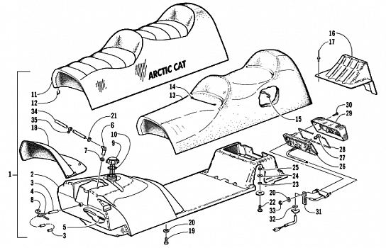 GAS TANK, SEAT, AND TAILLIGHT ASSEMBLY