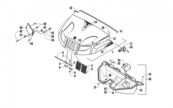 HOOD AND HEADLIGHT ASSEMBLY