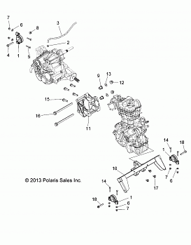 ENGINE, ENGINE AND TRANSMISSION MOUNTING - A14BH33FJ (49ATVENGINEMTG14325)