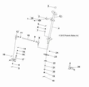 STEERING, STEERING POST and TIE ROD ASM. - A16YAF11AA (49ATVSTEERING13OUT90)