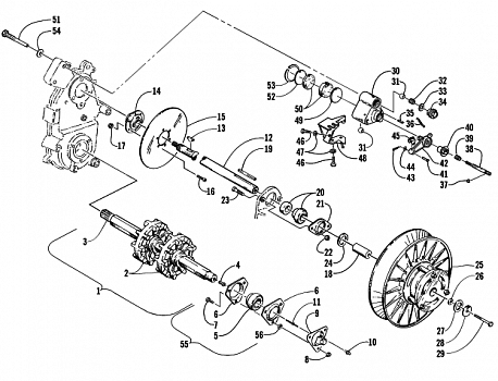 DRIVE TRAIN SHAFTS AND BRAKE ASSEMBLIES